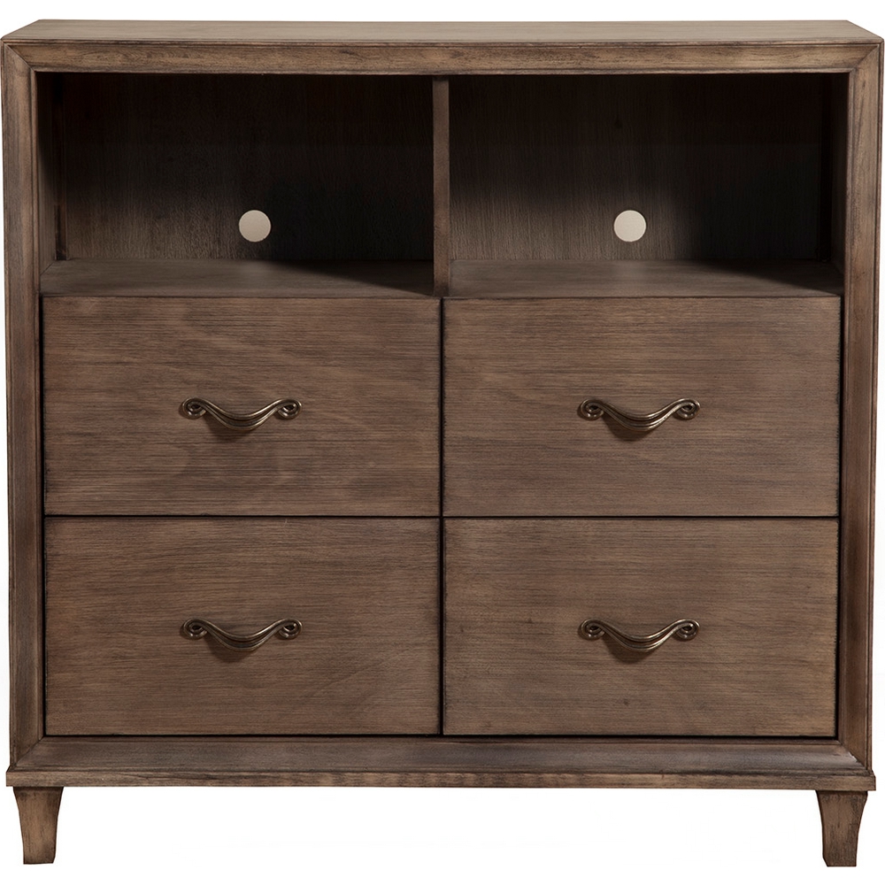 Alpine Furniture 150011 Charleston 4 Drawer TV Media Chest in Antique Grey