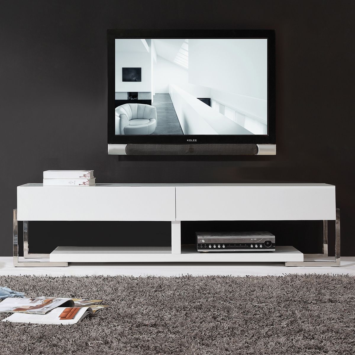 B Modern Bm 650 Awht Agent 71 Contemporary Tv Stand In White