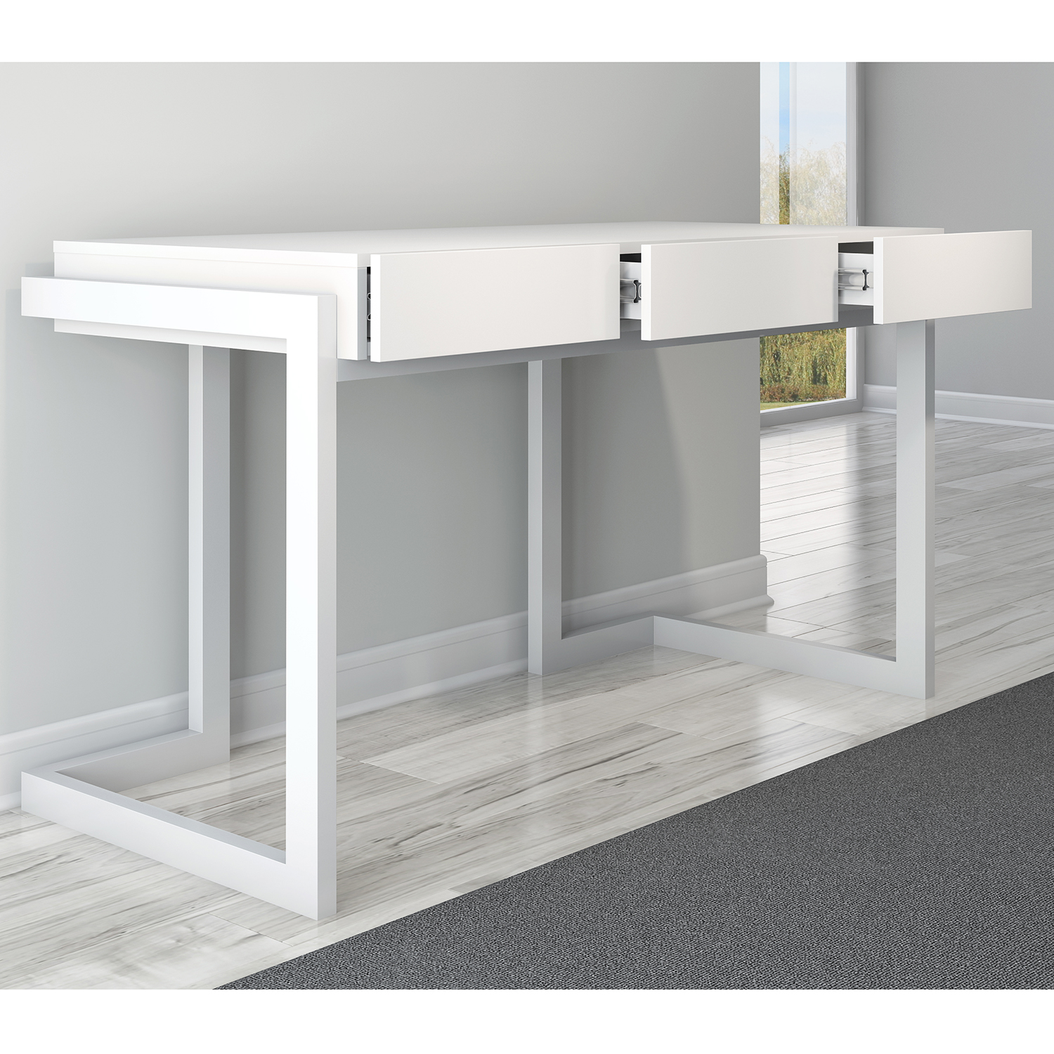 Furnitech Ft56cw W 56 Contemporary Writing Desk In Textured Matte