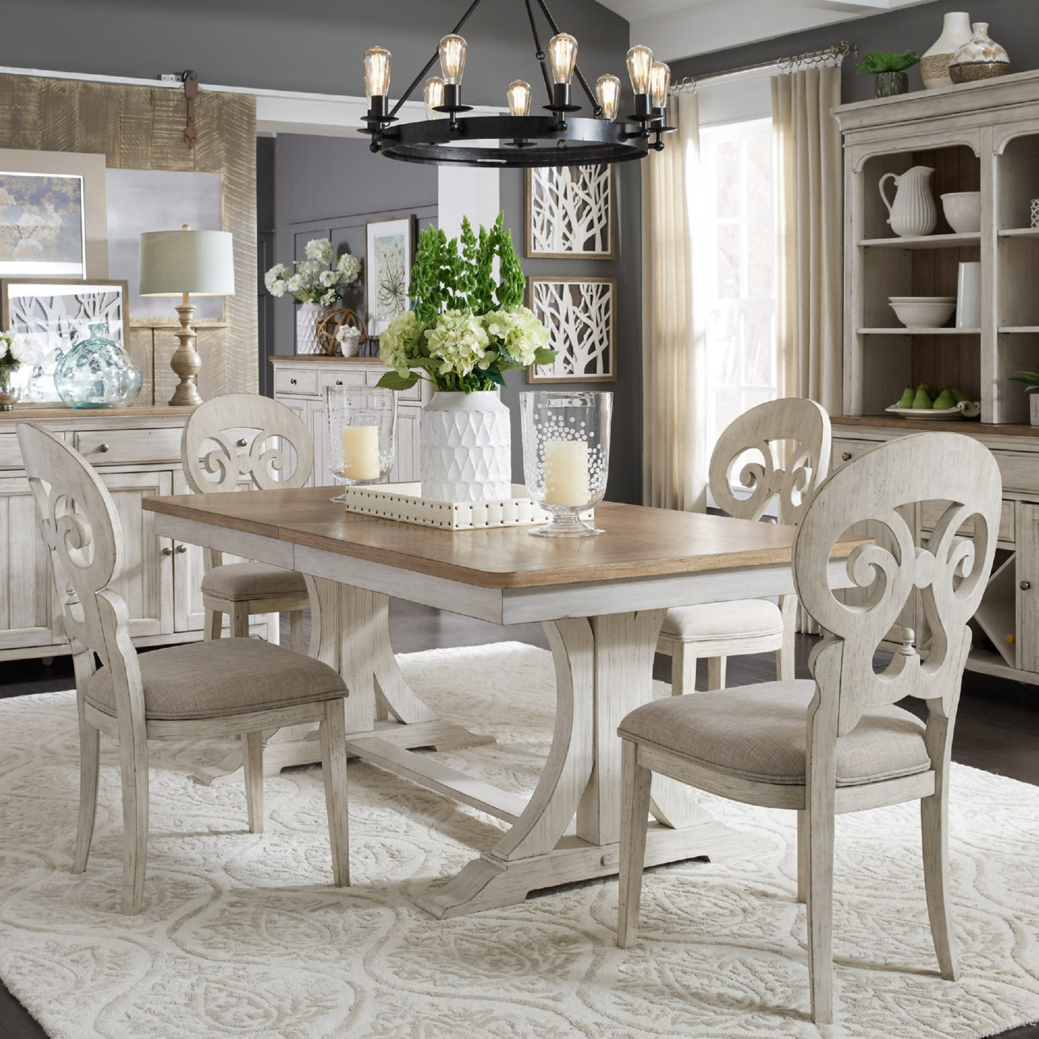 Liberty 652DR5TRS Farmhouse Reimagined 5 Piece Trestle Dining Set in
