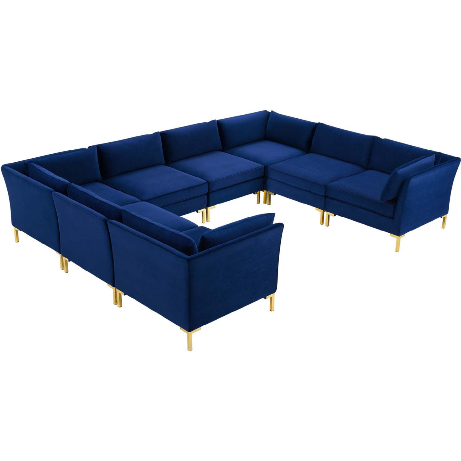 modway eei 4279 nav ardent 8 piece modular sectional sofa in navy blue velvet gold