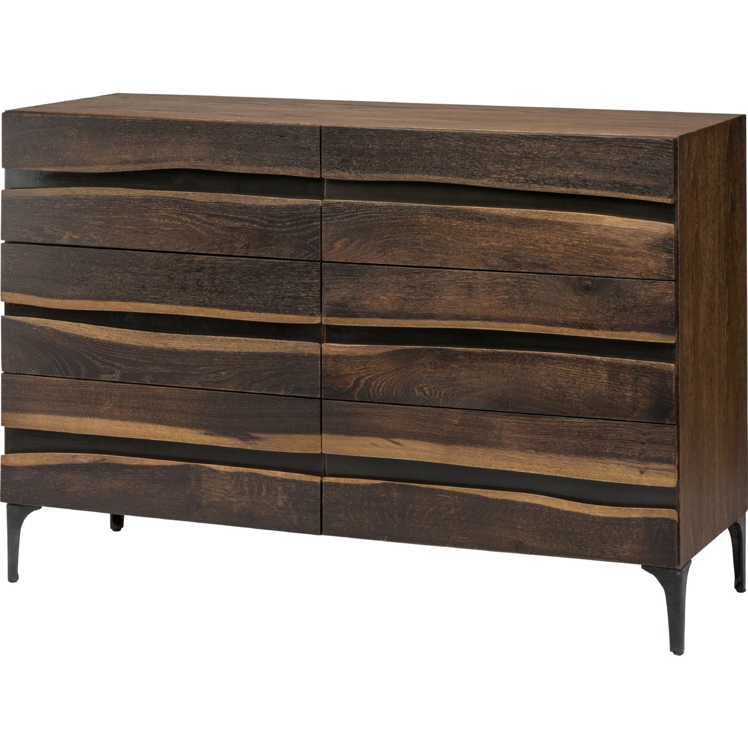 Nuevo Hgsr615 Prana 6 Drawer Dresser Cabinet In Live Edge Seared