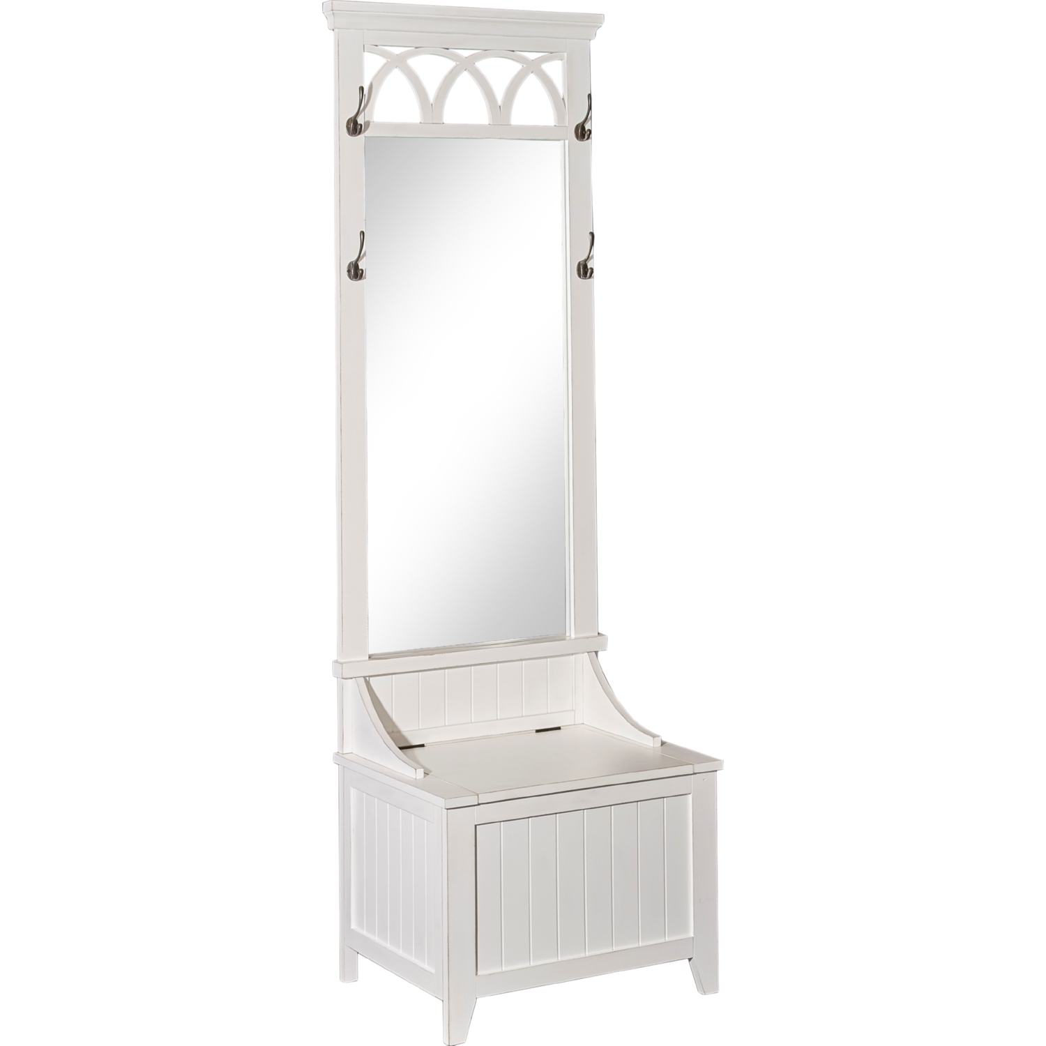 Powell D1019a16w Elliana White Hall Tree W Lift Top Bench