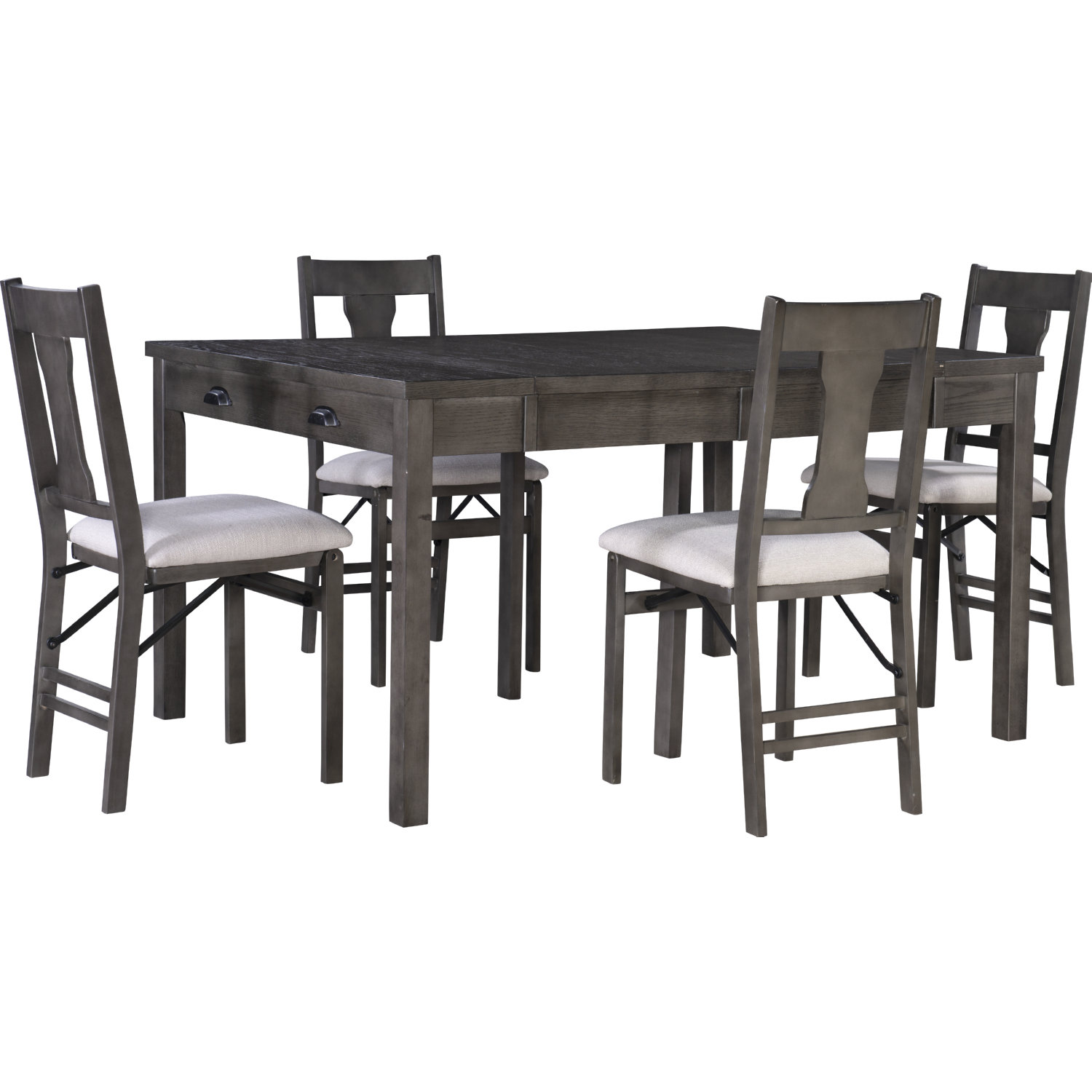 Powell D1196d18 Flynn 5 Piece Expandable Dining Set In Grey
