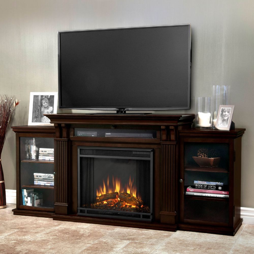 Real Flame 7720EDW Calie TV Stand w/ Ventless Electric Fireplace in