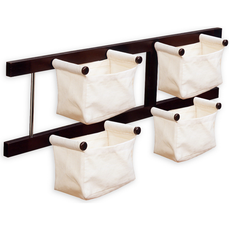 Winsome 92444 Storage or Magazine Rack w/ 4 Canvas Baskets in Dark Espresso