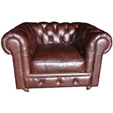 Beaufort Accent Chair in Tufted Brown Vintage Top Grain Leather