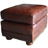 Hardwick Ottoman in Brown Cocoa Brompton Vintage Top Grain Leather