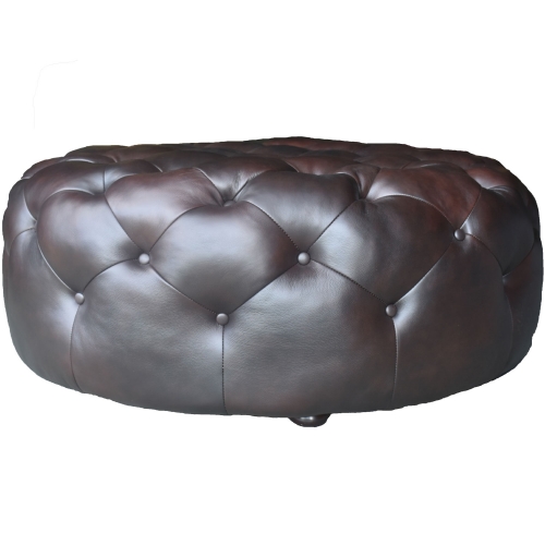 Mondavi Cocktail Ottoman in Brown Top Grain Leather