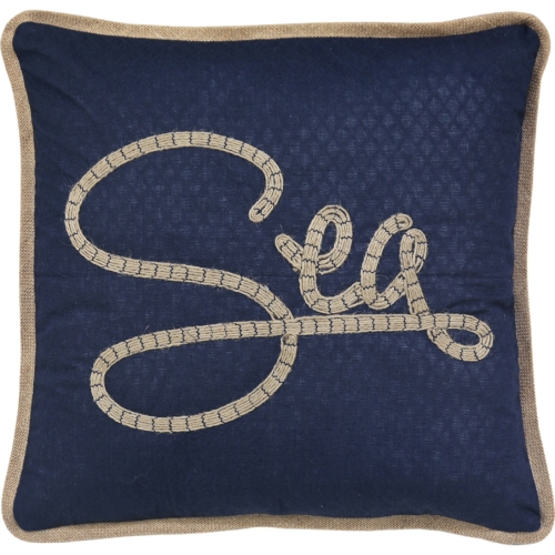 Sea Themed Rectangular Throw Pillow in Navy Fabric
