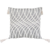 Corded Embroidered Optical Illusion Pillow in Grey Canvas