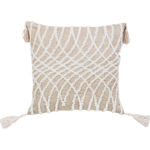 Corded Embroidered Optical Illusion Pillow in Taupe Fabric