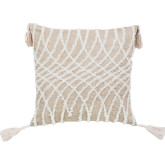 Corded Embroidered Optical Illusion Pillow in Taupe Fabric