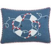 Life Buoy Pillow in Blue with Tree Lights Fabric