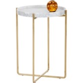 Liv Side Table w/ Round White Marble Top on Gold Stainless Steel Base
