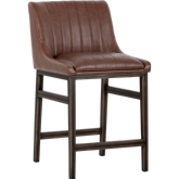 Halden Armless Counter Height Stool in Vintage Cognac Leatherette on Rustic Bronze Legs