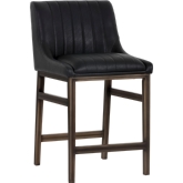 Halden Armless Counter Height Stool in Vintage Black Leatherette on Rustic Bronze Legs