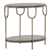 Arya End Table in Antique Brass w/ Concrete Top & Shelf