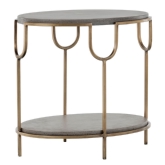 Arya End Table in Antique Brass with Concrete Top & Shelf