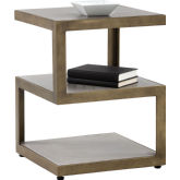 Rubix End Table in Concrete & Antique Brass Finish Steel