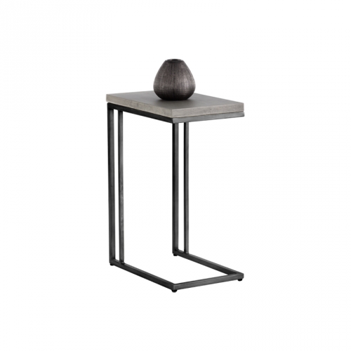 Sawyer C-Shaped End Table in Concrete & Black Steel