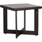 Marley End Table with Acacia Top on Gunmetal X Base