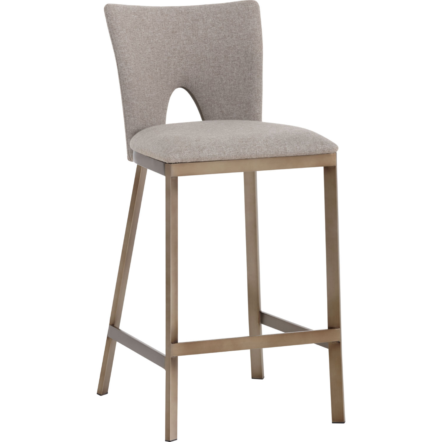 Sunpan 103162 Reid Counter Stool In Biscotti Beige Fabric Antique Gold
