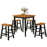 Gaucho 5 Piece Counter Height Dining Set in Oak & Black
