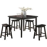 Gaucho 5 Piece Counter Height Dining Set in Black