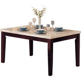 Britney Dining Table in White Marble & Walnut