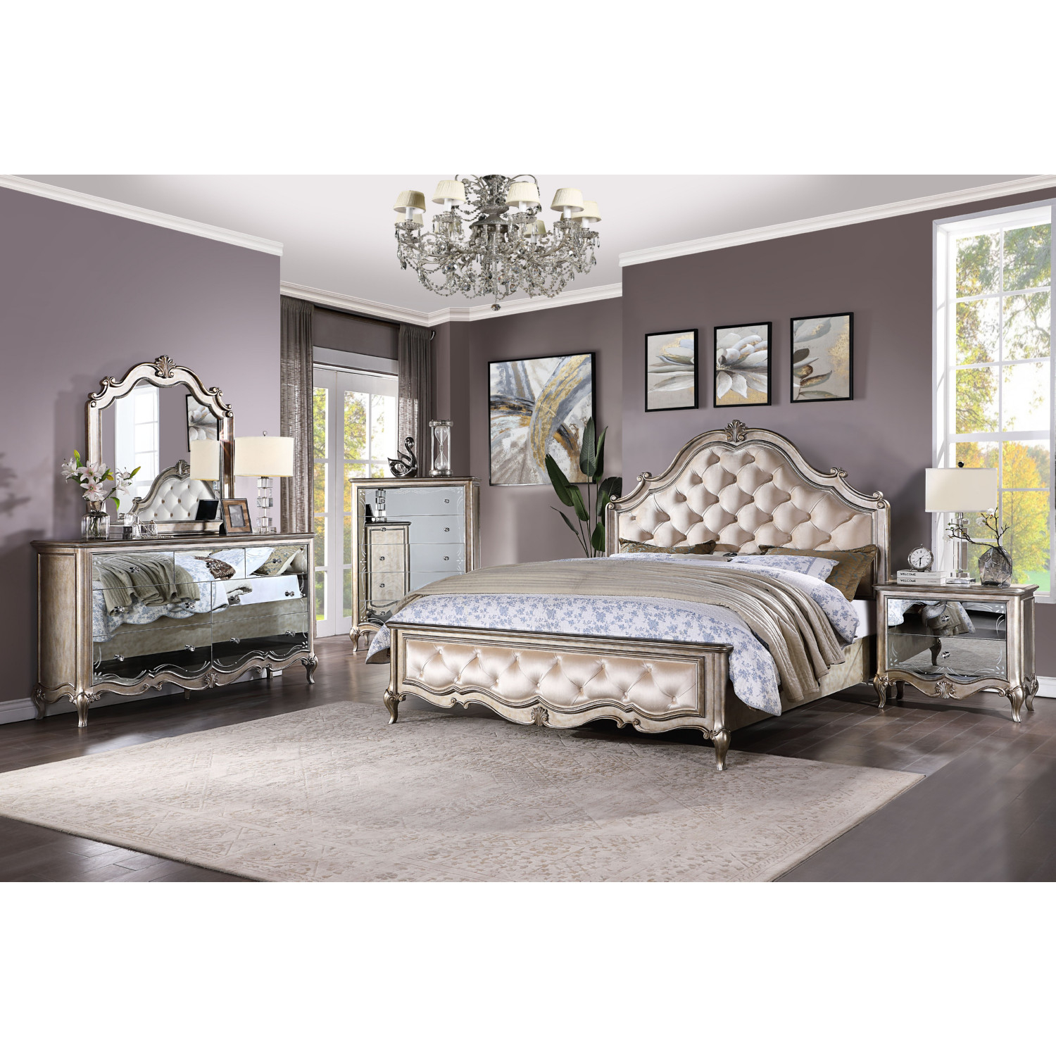 Acme 22204 Esteban Mirror in Antique Champagne