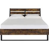 Juvanth King Bed in Rustic Oak & Black Metal