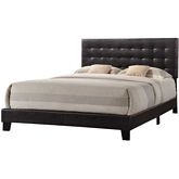 Masate Queen Bed in Tufted Espresso Leatherette