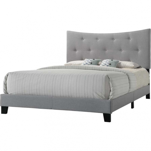 Venacha Queen Bed in Gray Fabric with Tufted Headboard