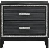 Haiden Nightstand in Weathered Black Finish & Silver