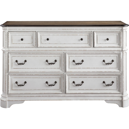 Florian Dresser in Antique White & Oak Finish