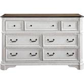 Florian Dresser in Antique White & Oak Finish