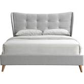 Duran Queen Bed in Tufted Light Gray Fabric