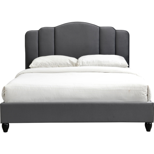 Giada King Bed in Channel Tufted Charcoal Gray Fabric