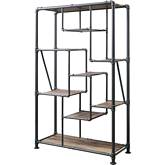 Brantley Bookcase in Antique Oak & Sandy Gray Metal