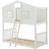 Rohan Cottage Twin over Twin Bunk Bed in White & Pink
