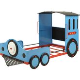 Tobi Twin Bed in Blue, Red & Black Train