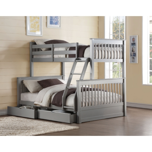 Haley II Twin over Full Bunk Bed with 2 Drawers in Gray