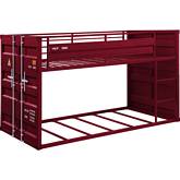 Cargo Twin over Twin Bunk Bed in Red Metal