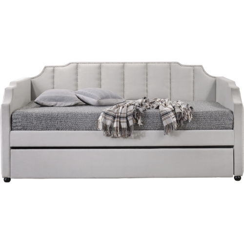 Peridot Twin Daybed with Trundle in Dove Gray Velvet