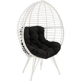 Galzed Outdoor Accent Lounge Chair in Black Fabric & White Wicker