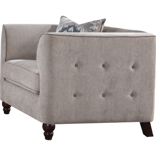 Cyndi Arm Chair with 1 Pillow in Tufted Light Gray Fabric