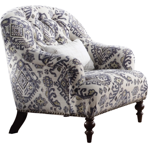 Saira Curved Arm Chair in Pattern Fabric with Nailhead