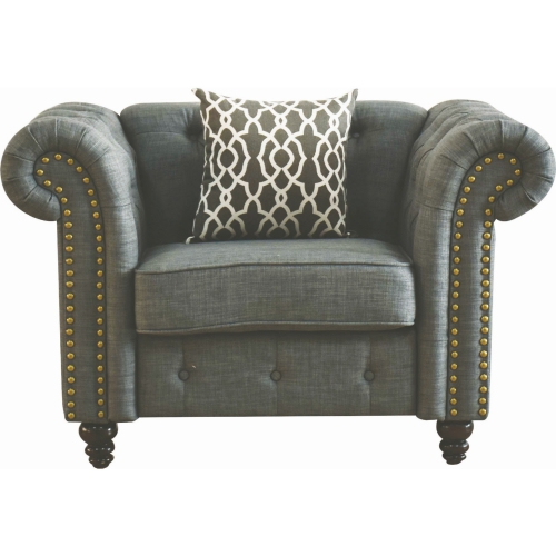 Aurelia Chair with 1 Pillow in Tufted Gray Linen