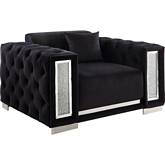 Trislar Accent Chair in Black Velvet & Mirror